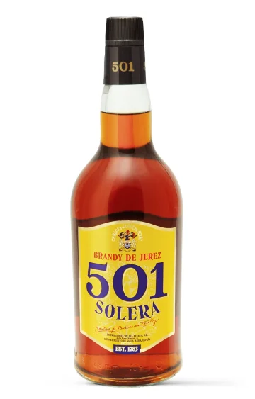 Fľaša alkoholu 501 Brandy Solera
