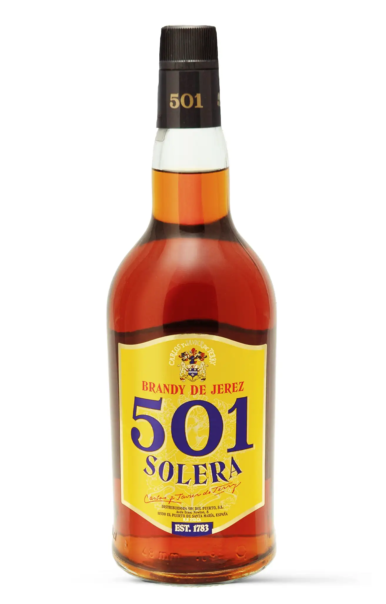 Fľaša alkoholu 501 Brandy Solera